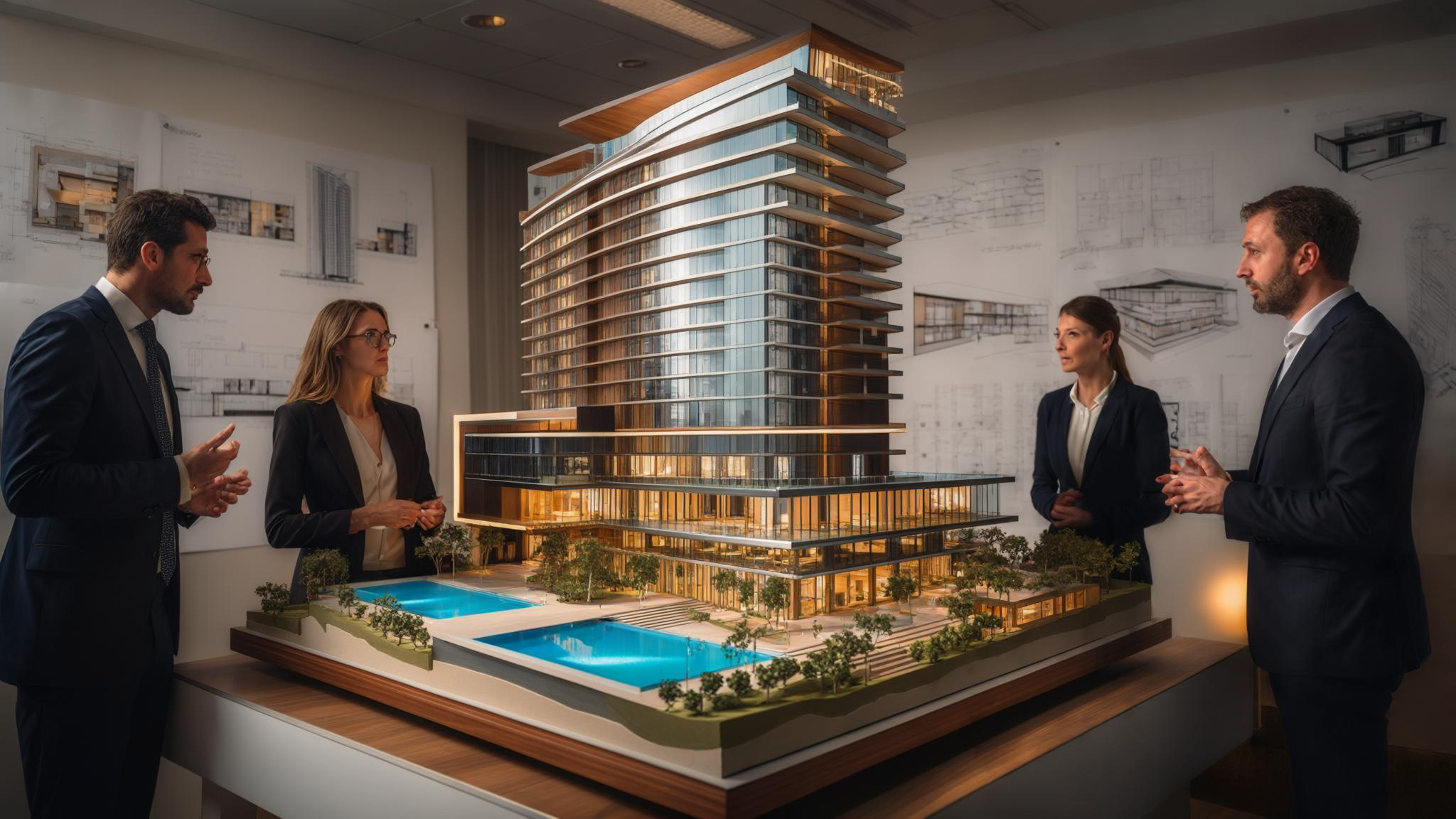 Architectural model of a luxury hotel