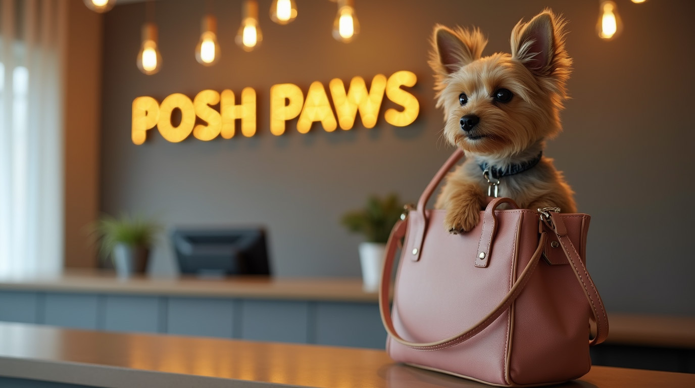 Pet-friendly hotel reception concept